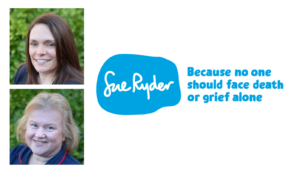 Headshots of two women with the Sue Ryder logo to the right of the headshots.